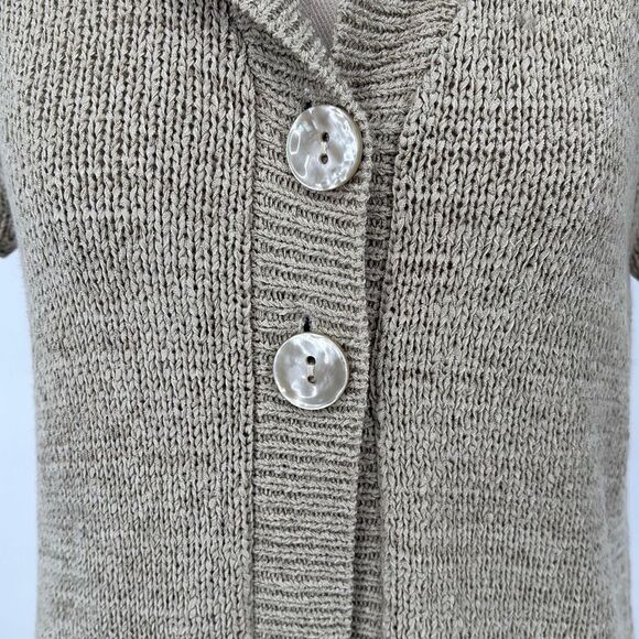 August Silk Collared Short Sleeve Knit Tunic Top Beige M - Picture 5 of 13